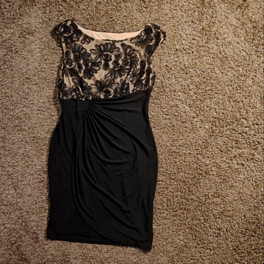 Connected Apparel Womens Applique Ruched Wrap Dress Size 12P